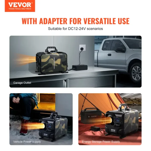 VEVOR-8KW Diesel-Lufterhitzer, 12V / 24V All-in-One Diesel-Lufterhitzer, Bluetooth APP-Steuerung, Fernbedienung und Display, CO-Alarm, schnelle Heizung, horizontale tragbare Diesel-Heizung f??r Fahrzeuge, Garage - Image 2