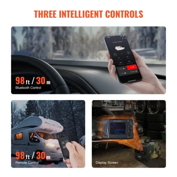 VEVOR-8KW Diesel-Lufterhitzer, 12V / 24V All-in-One Diesel-Lufterhitzer, Bluetooth APP-Steuerung, Fernbedienung und Display, CO-Alarm, schnelle Heizung, horizontale tragbare Diesel-Heizung f??r Fahrzeuge, Garage - Image 6